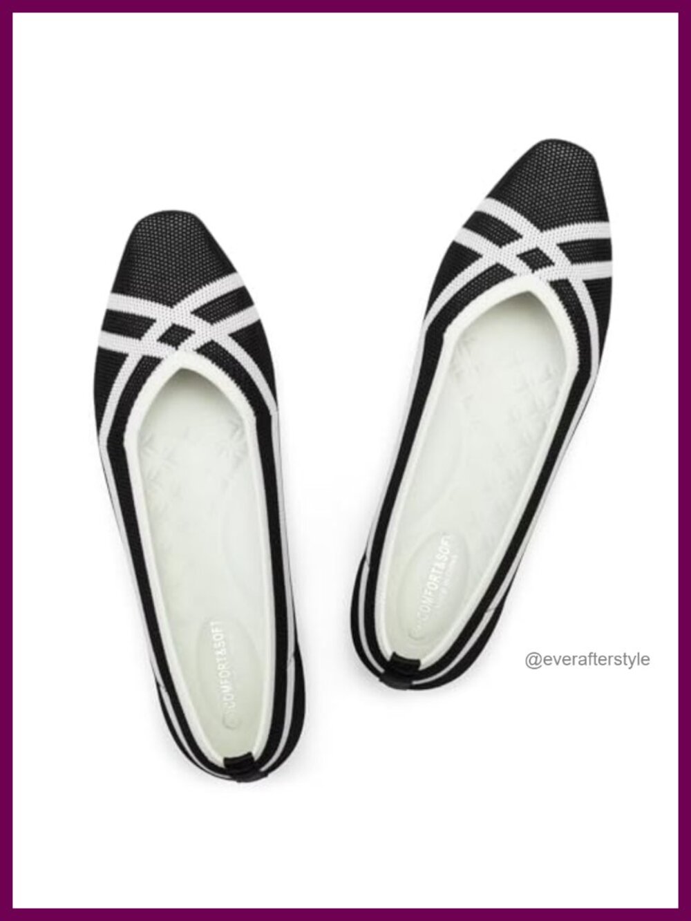 Women's Square Toe Knitted Flats Slip On Comfortable Ballerina Shoes for Daily
